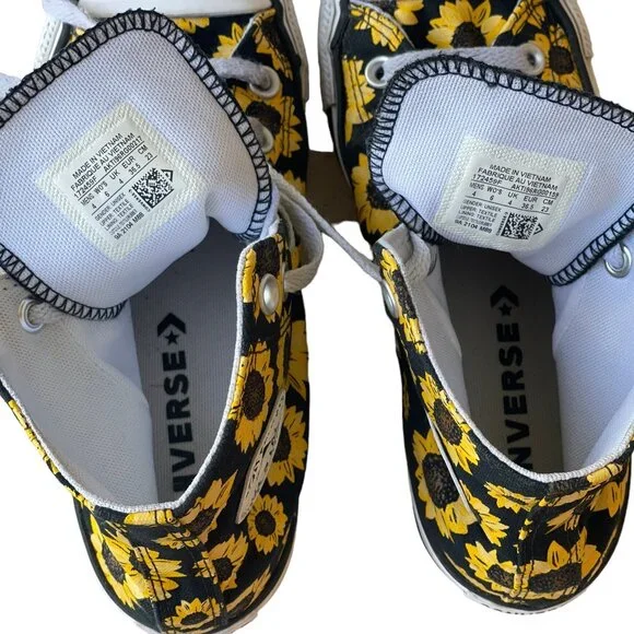 Converse All Star High Top Sunflowers VSCO Shoes | Women Size 6 | Grunge Indie - Picture 4 of 5